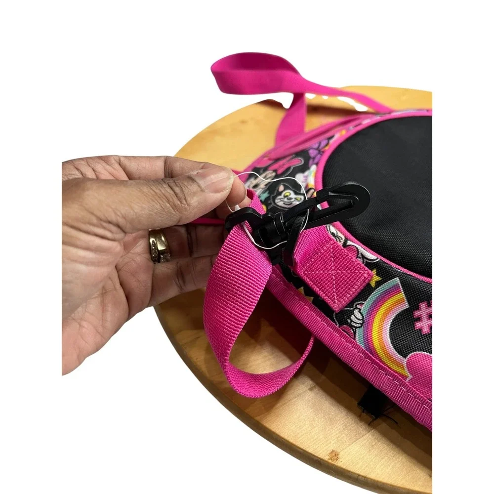Disney Minnie Mouse Insulated Lunch Bag Pink Black 3D Ears Shoulder Strap Kids
